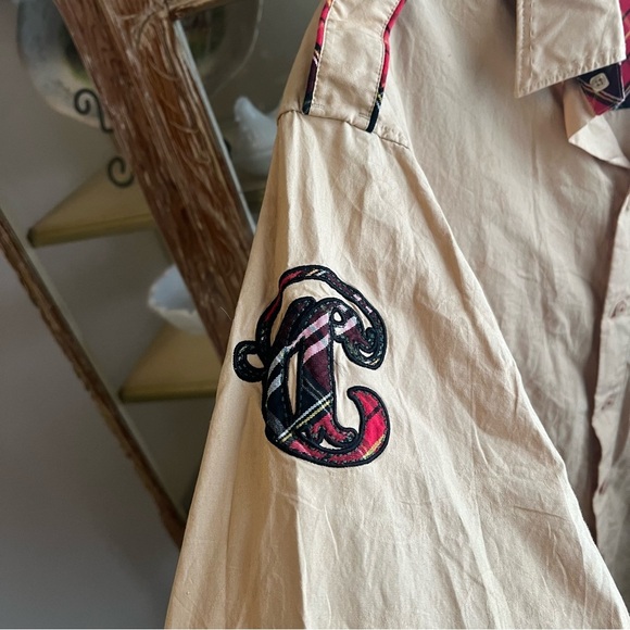 COOGI Tan Men's Vintage XXL Button Shirt with Embroidered Accents - Picture 6 of 11
